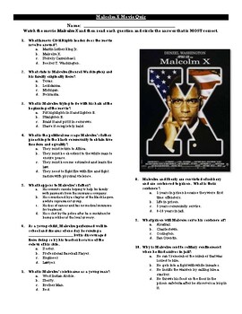 Malcolm X Movie Quiz by Oldeye TPT
