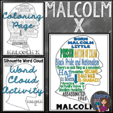 Malcolm X Coloring Page and Word Cloud Activity