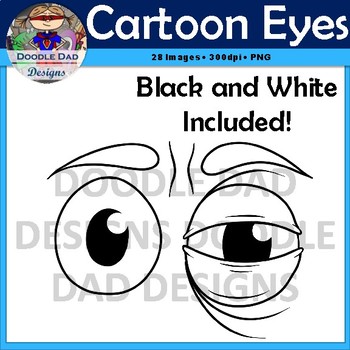 cartoon eyes clip art black and white