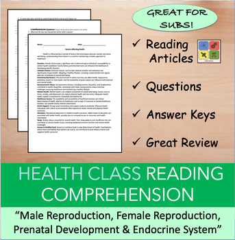 Preview of Male & Female Reproduction, Endocrine - Health - Reading Comprehension Bundle