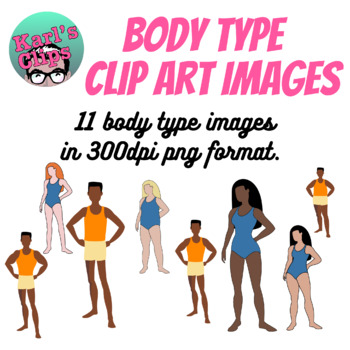 Preview of Male and Female Various Body Types And Skin Tones Clip Art