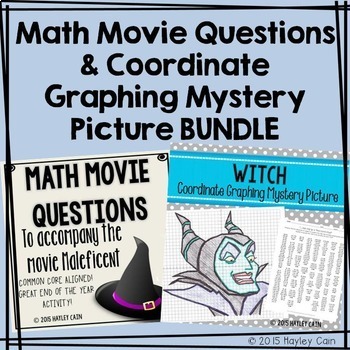 Preview of Math Movie Questions and Coordinate Graphing Picture BUNDLE Halloween