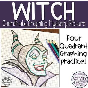 Preview of Witch Coordinate Graphing Picture Halloween Math