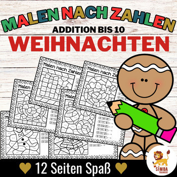Preview of Malen nach Zahlen - Addition bis 10 German (Weihnachten) - December - NO PREP