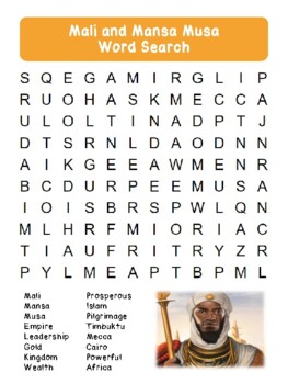 Preview of Mali and Mansa Musa - Word Search