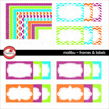 Malibu Frames and Labels Digital Borders Clipart by Poppydreamz | TPT