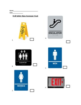 Preview of Mall Safety Signs Scavenger Hunt CBI