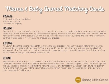 Mama & Baby Animal Matching Cards Montessori by Project Based Primary LLC