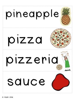 Preview of Mama Mia!  Pizza Words for Vocabulary, Writing and Dramatic Play