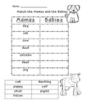 Mamas and Babies - Adult and Baby Animal Match Up