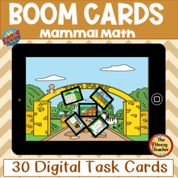 Preview of Mammal Math Concepts BOOM Cards Digital Task Cards