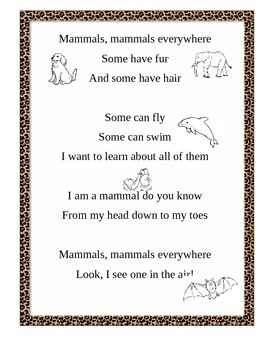 Preview of Mammal Poem