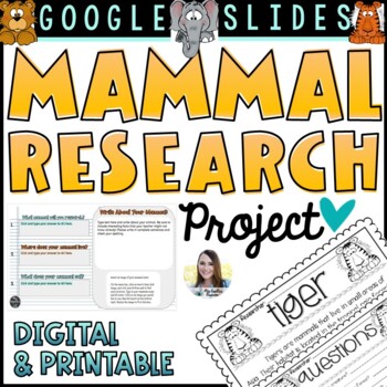 Preview of Mammal Research Project: Nonfiction Reading, 3D Posters & Google Slides