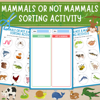 Mammal or Not a Mammal Picture Sort | Animals Cut and Paste Activity