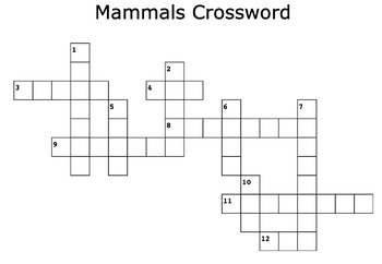 Mammals Crossword Puzzle by Curt s Journey TPT