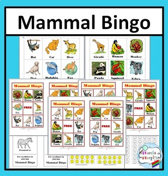 Preview of Bingo Printable Mammal Bingo Game Animal Classification