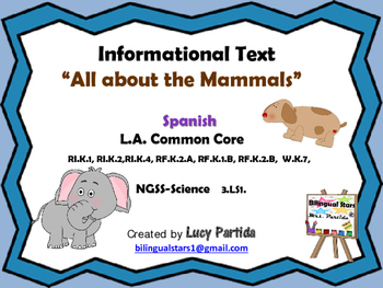 Preview of Mammals Mamiferos-Bilingual Stars Mrs Partida