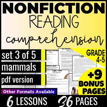 Preview of Mammals Nonfiction Reading Passages and Comprehension Questions 4th 5th Grade