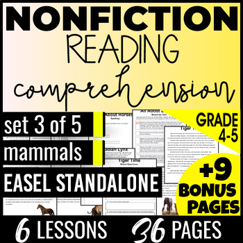 Preview of Mammals Nonfiction Reading Passages and Questions 4th-5th Grade Easel Activity