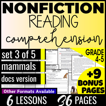 Preview of Mammals Reading Comprehension Passages and Questions 4th-5th Digital Resources