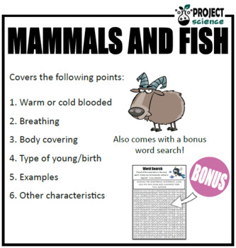 Mammals and Fish Venn Diagram by PROJECT science | TPT