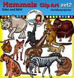 Mammals clip art set2 - color and B&W-