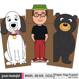 Man, Bear, Dog Paper Bag Puppets:  A Camping Spree With Mr