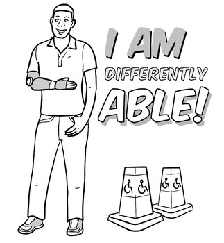 Man Hand Disability People Coloring Page by SCWorkspace | TPT