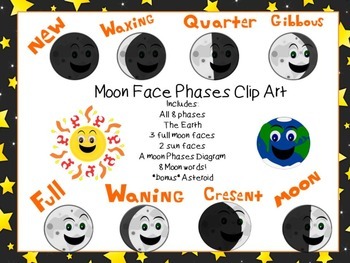 Man in the Moon Phases Clipart by The Mad Science Fox | TpT