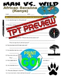 Man vs Wild: African Savanna (video worksheet / geography 