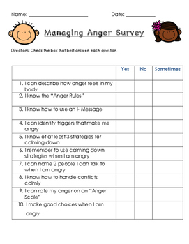 Preview of Managing Anger Survey