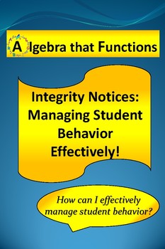 Preview of Classroom Management ManagingBehavior using Integrity Notices *DISTANCE LEARNING