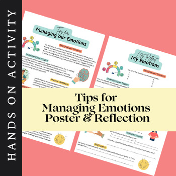 Preview of Managing Emotions Activity Pack and Poster Emotional Support Anxiety ADHD Autism