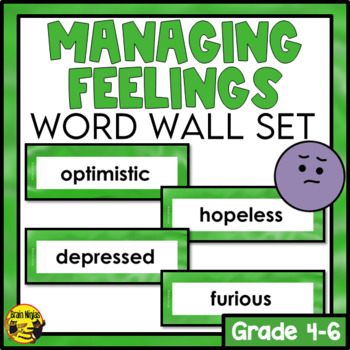 Preview of Managing Feelings Vocabulary | Social Emotional Learning | Editable Word Wall