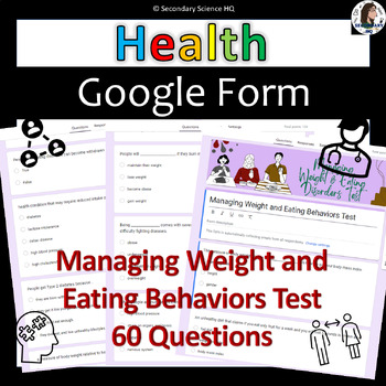 Preview of Managing Weight and Eating Disorders Test| Health| Google Form