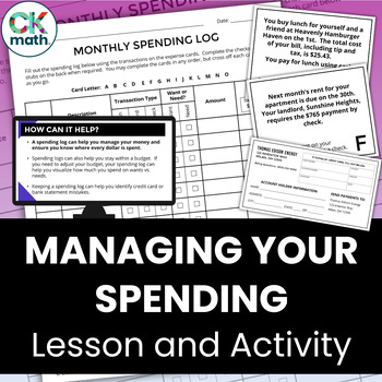 Preview of Managing Your Money Lesson - Spending Logs, Paying Bills, and Writing Checks