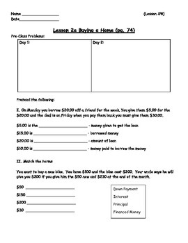 Preview of Managing a Household - Buying a Home Worksheet; Real World Math