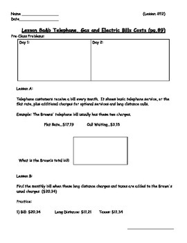 Preview of Managing a Household - Paying Bills Worksheet; Real World Math