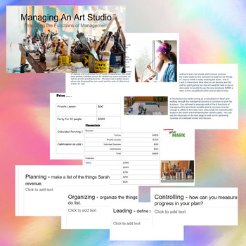 Preview of Managing an Art Studio Functions of Management Guided Activity