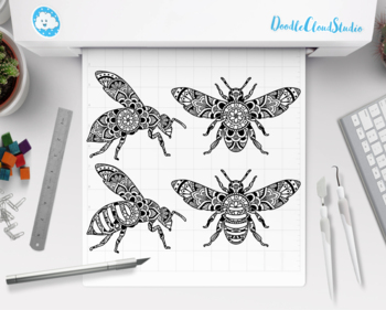 Download Mandala Bee Svg Cut Files Bee Mandala Clipart Insect Mandala Bee Shirt Design