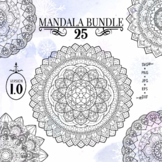 Mandala Bundle with 25 Ornaments for Coloring Worksheets