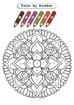 Preview of Mandala Color by Number (1-6) | Coloring Pages