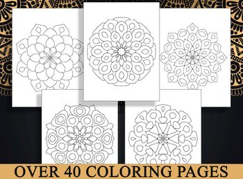 Preview of Mandala Coloring Books for Adults, 40 Printable Coloring Pages for Stress Relief