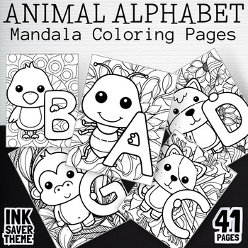 Preview of Mandala Coloring Pages Animal Alphabet A to Z Letters Printable Mandala Coloring