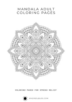 Preview of Mandala Coloring Pages For Adults Stress Relief Mindful Adult Printable