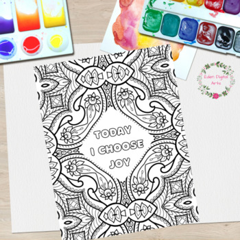 Mandala Coloring Pages Positive Affirmation Words Anti Anxiety Activity  Teens