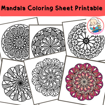 Preview of Mandala Coloring Sheet Printable (active meditation and mindfulness):FREEBIE!