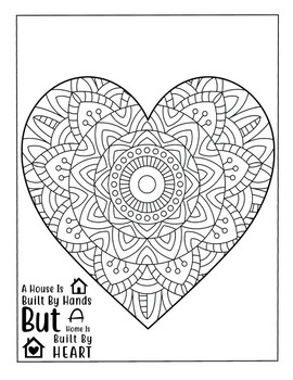 Mini Coloring Book Set of of 4 Hearts and Mandalas for Adult