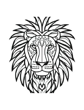 Preview of Mandala Lion Coloring Pages for Adults