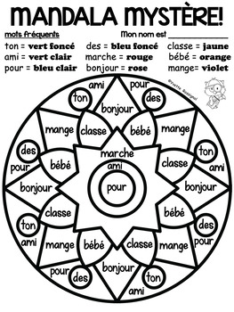 Mandala Mots Frequents Et Lettres French Color By Code Sight Words And Letters